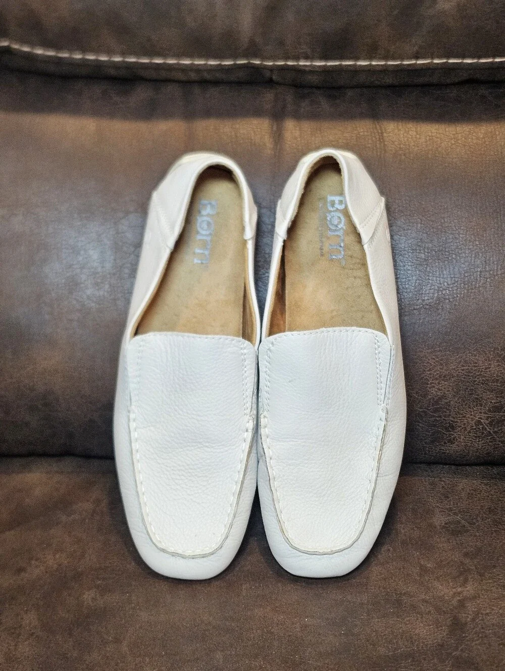 11 Born Allan Driving Shoes Moccasins Loafers Slip On White/off-white